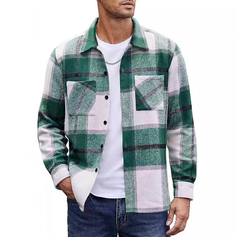 🍁New for autumn✨Men's Casual Thickened Warm Plaid Jacket