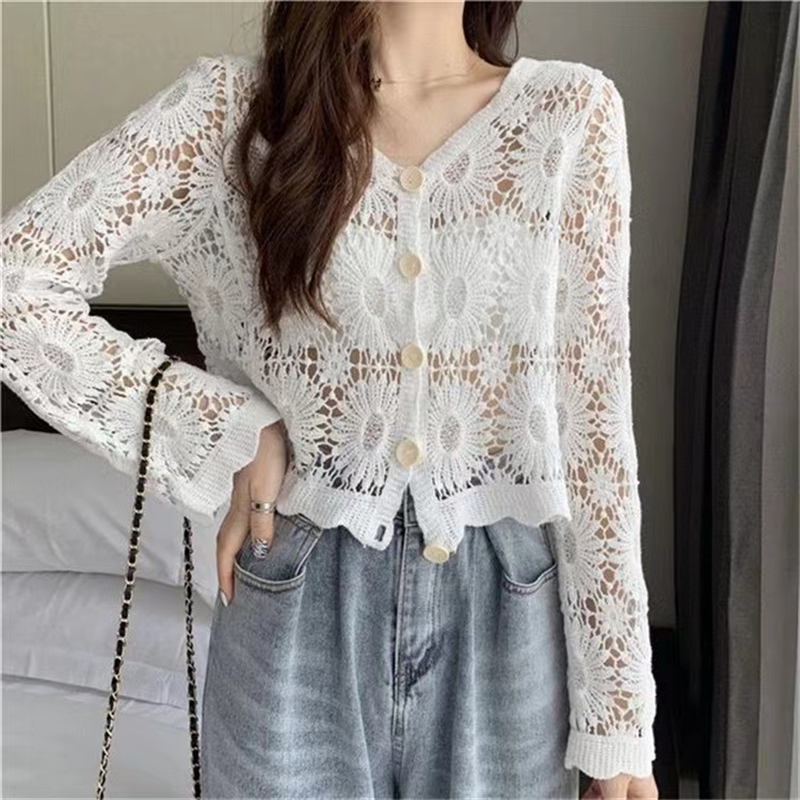 🍁New for autumn✨Crochet Lace Button-Down Cardigan