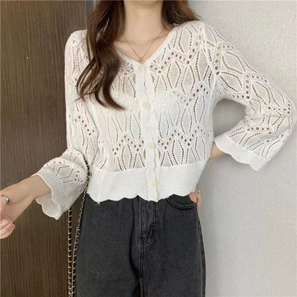 🍁New for autumn✨Crochet Lace Button-Down Cardigan
