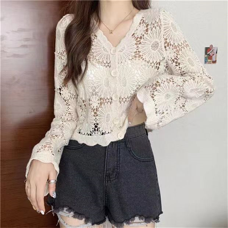 🍁New for autumn✨Crochet Lace Button-Down Cardigan