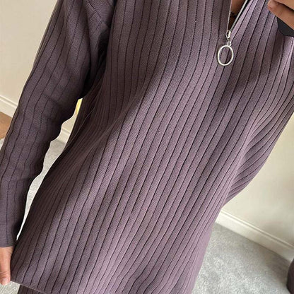 🎉Black Friday - Early Bird Price🎁Women's Cozy Ribbed Knit Two-Piece Set with Slit-Leg Pants