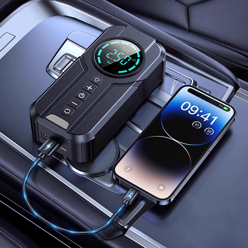 Emergency starter power bank & car air pump