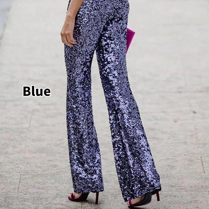 🖤Early Black Friday Sale:61% OFF🖤Diva Sequin High Rise Elastic Waist Flare Pants
