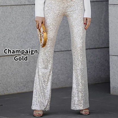 🖤Early Black Friday Sale:61% OFF🖤Diva Sequin High Rise Elastic Waist Flare Pants