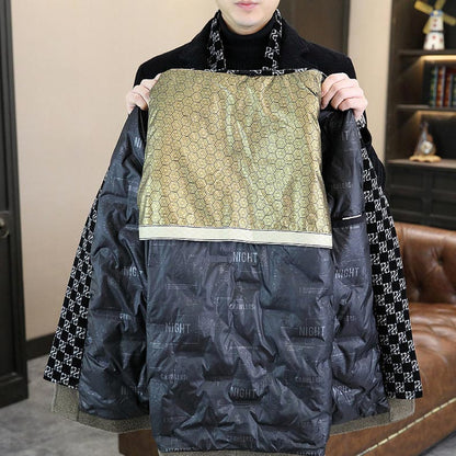 🎉Black Friday - Early Bird Price-Free Shipping✈️Men’s Stylish Notched Lapel Winter Tweed Jacket with White Duck Down Lining