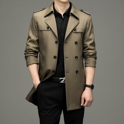 🎉Winter Hot Sale🎉Men's Double Breasted Windbreaker Jacket