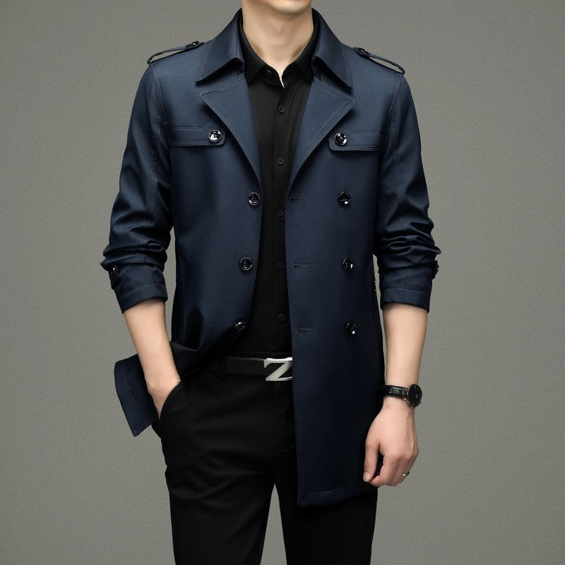 🎉Winter Hot Sale🎉Men's Double Breasted Windbreaker Jacket