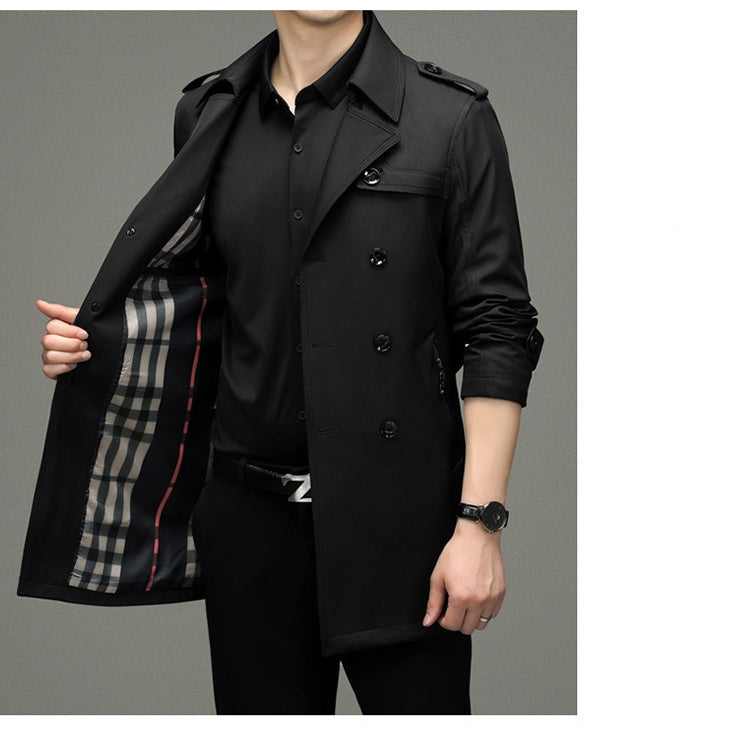 🎉Winter Hot Sale🎉Men's Double Breasted Windbreaker Jacket