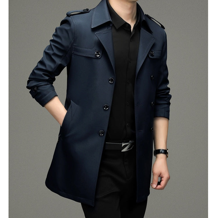 🎉Winter Hot Sale🎉Men's Double Breasted Windbreaker Jacket