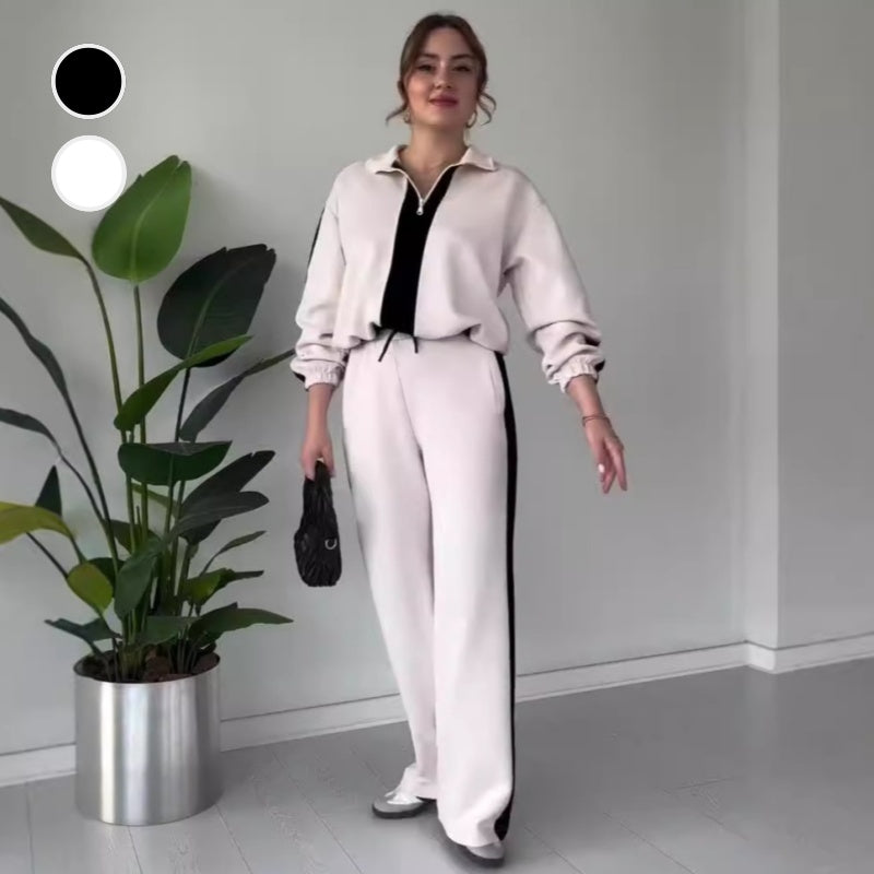 🎉Black Friday Series - Early Bird Price💖Women’s Zipper Lapel Tops ＆ Pants 2-Piece Set