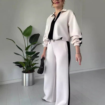 🎉Black Friday Series - Early Bird Price💖Women’s Zipper Lapel Tops ＆ Pants 2-Piece Set