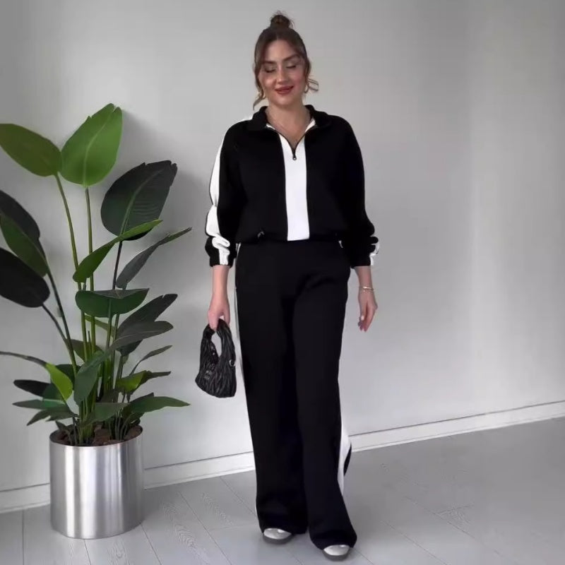 🎉Black Friday Series - Early Bird Price💖Women’s Zipper Lapel Tops ＆ Pants 2-Piece Set