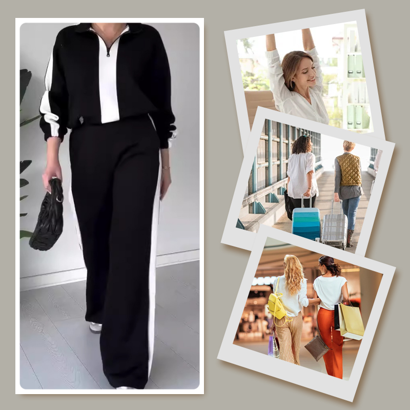 🎉Black Friday Series - Early Bird Price💖Women’s Zipper Lapel Tops ＆ Pants 2-Piece Set