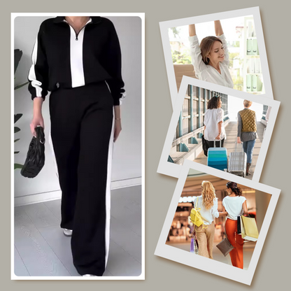 🎉Black Friday Series - Early Bird Price💖Women’s Zipper Lapel Tops ＆ Pants 2-Piece Set