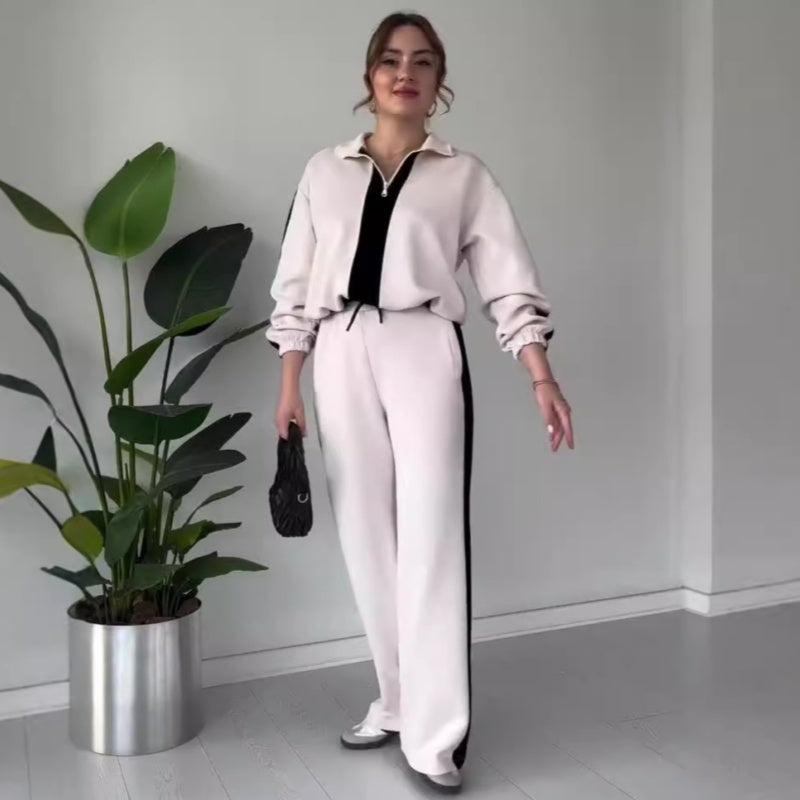 🎉Black Friday Series - Early Bird Price💖Women’s Zipper Lapel Tops ＆ Pants 2-Piece Set