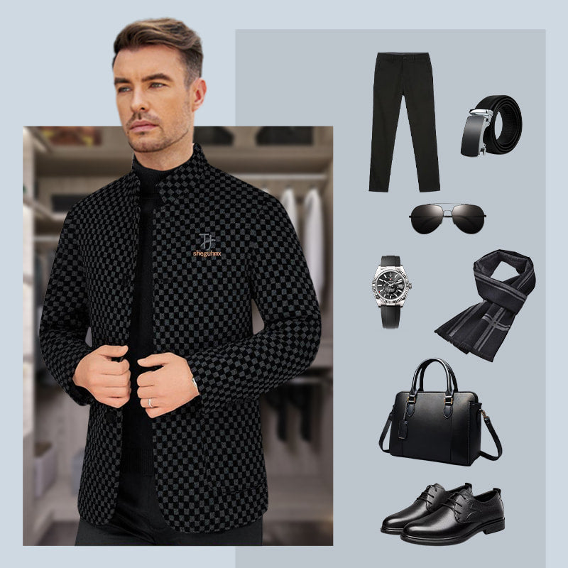 🎉Black Friday Series - Early Bird Price💖Men’s Trendy Checkered Warm Jacket with Pockets