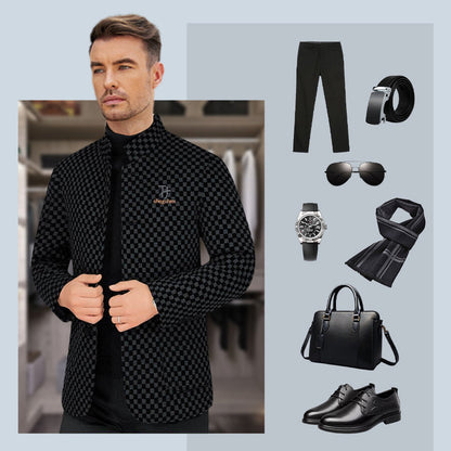 🎉Black Friday Series - Early Bird Price💖Men’s Trendy Checkered Warm Jacket with Pockets