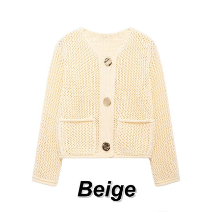🎅Xmas Sales - 50% OFF🎄Women's Fashion Cut-Out Knitted Cardigan