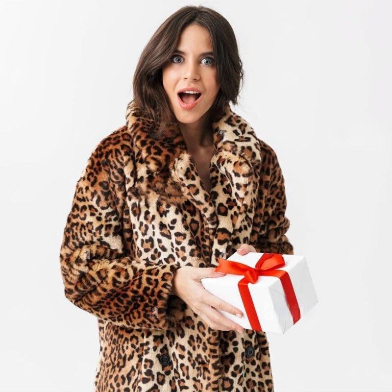 ☃️Warm Winter Series-𝑵𝒐.6 💖Women's Fashion Leopard Print Warm Faux Fur Mid-Length Coat