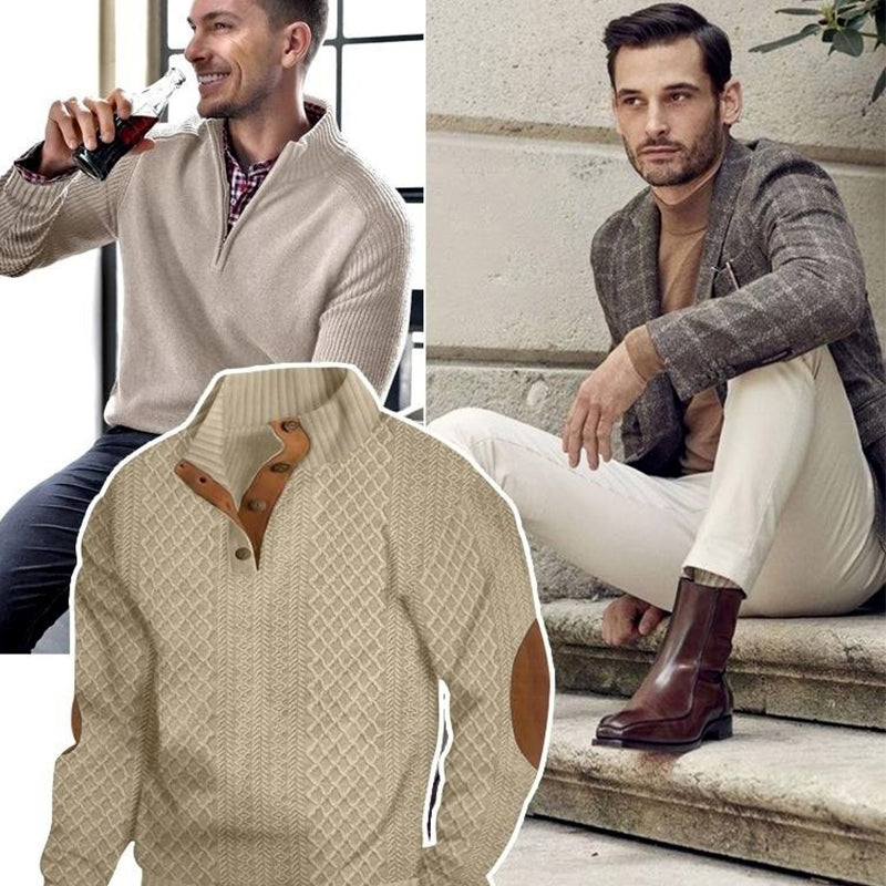 🎅Christmas Pre-sale(FREE SHIPPING)🎁Men's Casual Long Sleeve Pullover with Elbow Patches