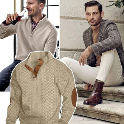 🎅Christmas Pre-sale(FREE SHIPPING)🎁Men's Casual Long Sleeve Pullover with Elbow Patches