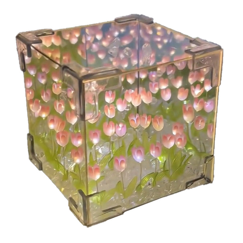 🎅Christmas Specials🎁Magic Cube DIY Tulip Mirror Light(Block Shape)