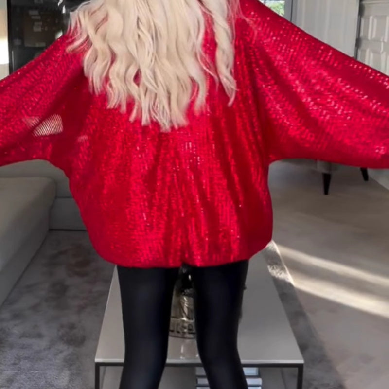 🎅Christmas Specials🎁Round Neck Sequin Long Sleeve Loose Top