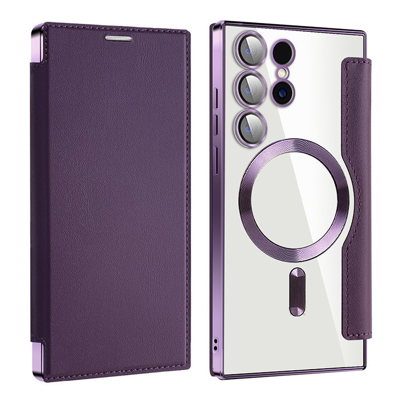 Lens Protection Magnetic Flip Phone Case For Samsung S22/S23/S24/S25