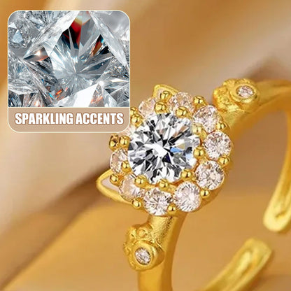 Spinning Sparkle Cat Head Ring with Style and Luck
