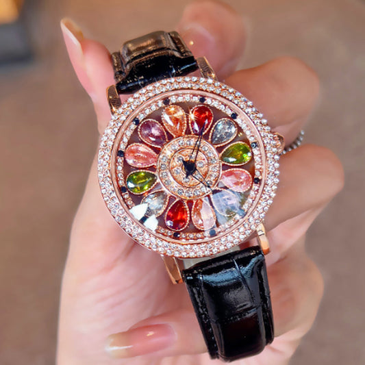 🎁Best Gift💎Rotating Dial Watch with Colored Simulated Diamonds✨
