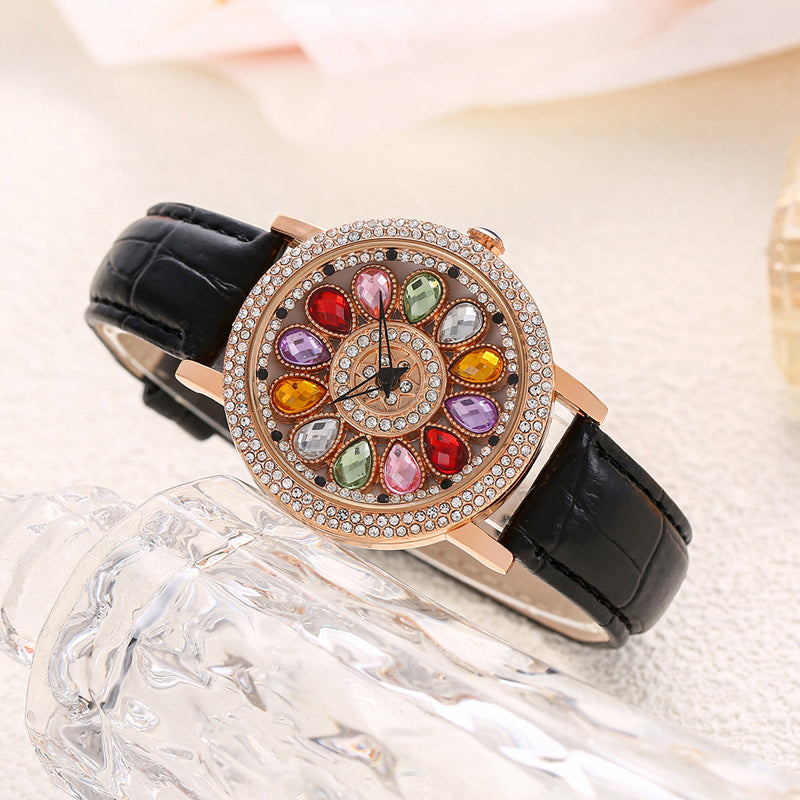 🎁Best Gift💎Rotating Dial Watch with Colored Simulated Diamonds✨