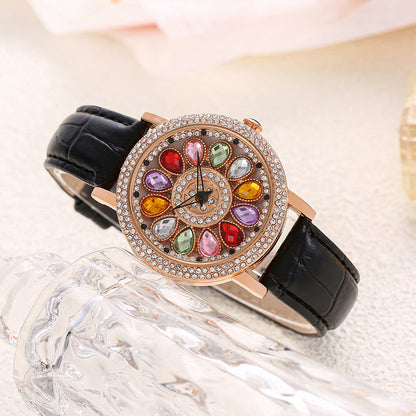 🎁Best Gift💎Rotating Dial Watch with Colored Simulated Diamonds✨