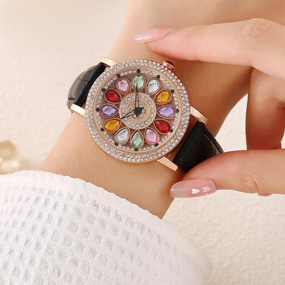 🎁Best Gift💎Rotating Dial Watch with Colored Simulated Diamonds✨