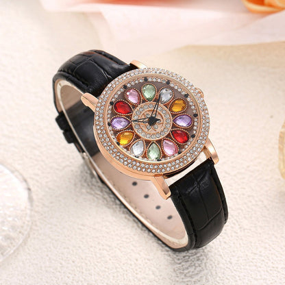 🎁Best Gift💎Rotating Dial Watch with Colored Simulated Diamonds✨