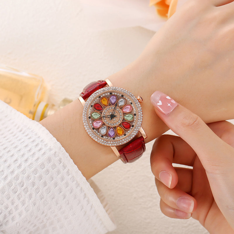 🎁Best Gift💎Rotating Dial Watch with Colored Simulated Diamonds✨