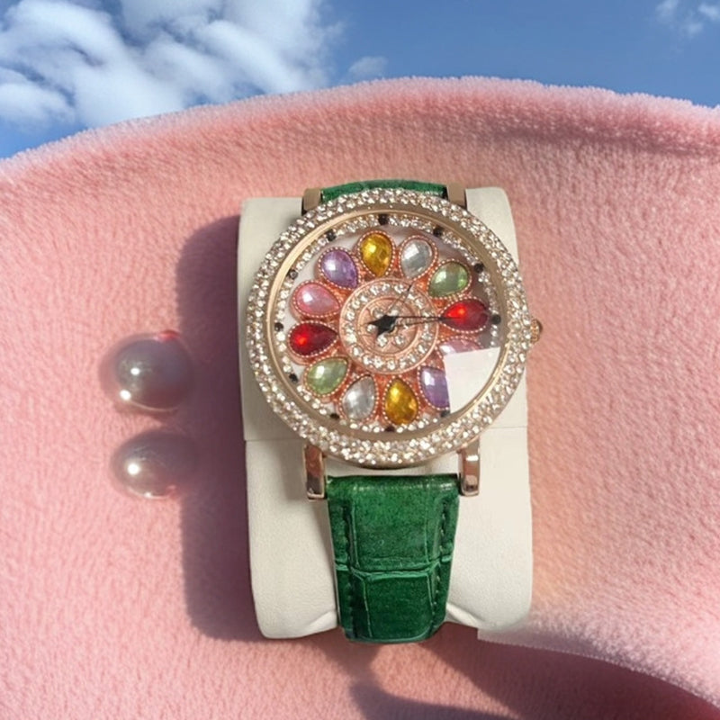 🎁Best Gift💎Rotating Dial Watch with Colored Simulated Diamonds✨