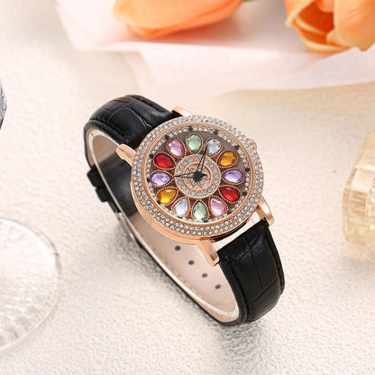 🎁Best Gift💎Rotating Dial Watch with Colored Simulated Diamonds✨