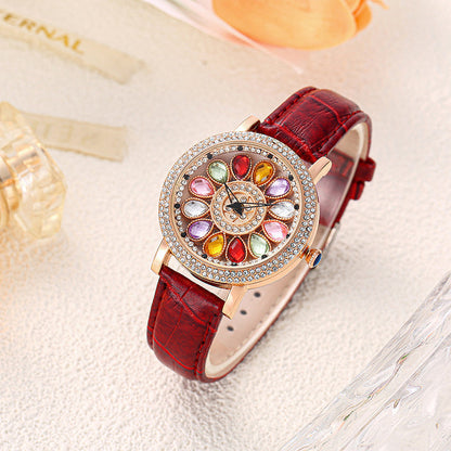 🎁Best Gift💎Rotating Dial Watch with Colored Simulated Diamonds✨