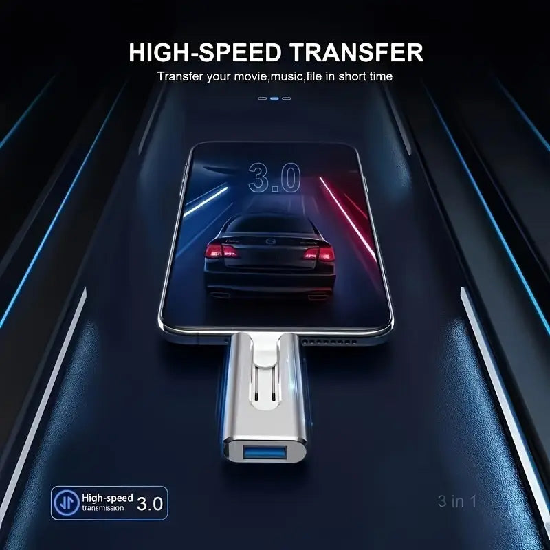 ⚡4v1 flash disk pro iPhone/iPad/Android/PC⚡ Certifikovaný MFi Lightning + 8pinový + USB 3.0