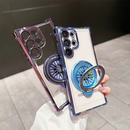 Gyroscope Transparent Phone Case With  Magnetic Bracket for Samsung Galaxy S22-25
