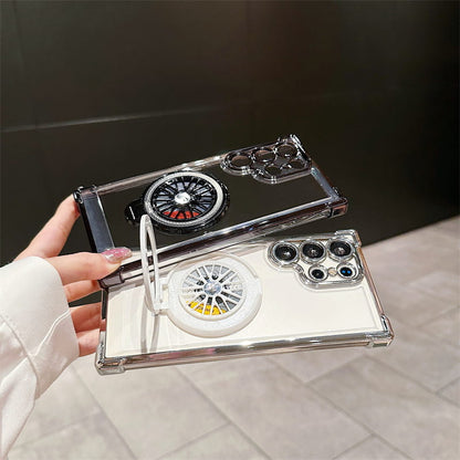 Gyroscope Transparent Phone Case With  Magnetic Bracket for Samsung Galaxy S22-25