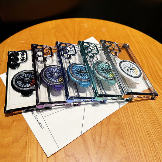 Gyroscope Transparent Phone Case With  Magnetic Bracket for Samsung Galaxy S22-25
