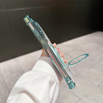 Gyroscope Transparent Phone Case With  Magnetic Bracket for Samsung Galaxy S22-25
