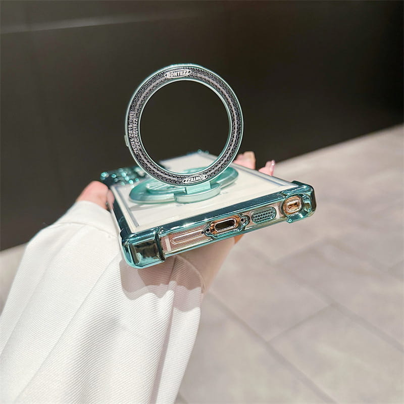 Gyroscope Transparent Phone Case With  Magnetic Bracket for Samsung Galaxy S22-25