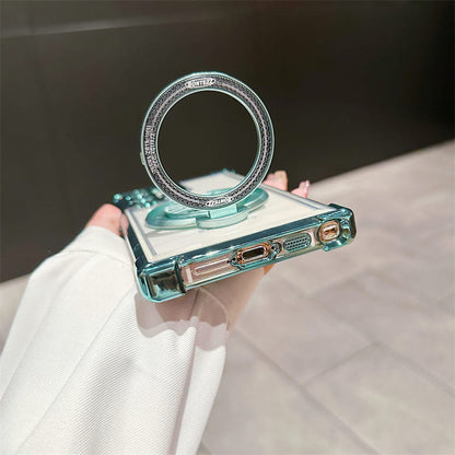 Gyroscope Transparent Phone Case With  Magnetic Bracket for Samsung Galaxy S22-25
