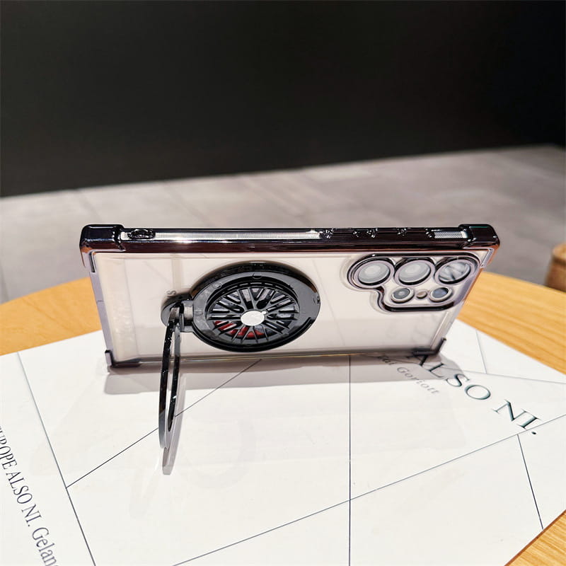 Gyroscope Transparent Phone Case With  Magnetic Bracket for Samsung Galaxy S22-25