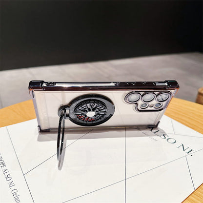 Gyroscope Transparent Phone Case With  Magnetic Bracket for Samsung Galaxy S22-25