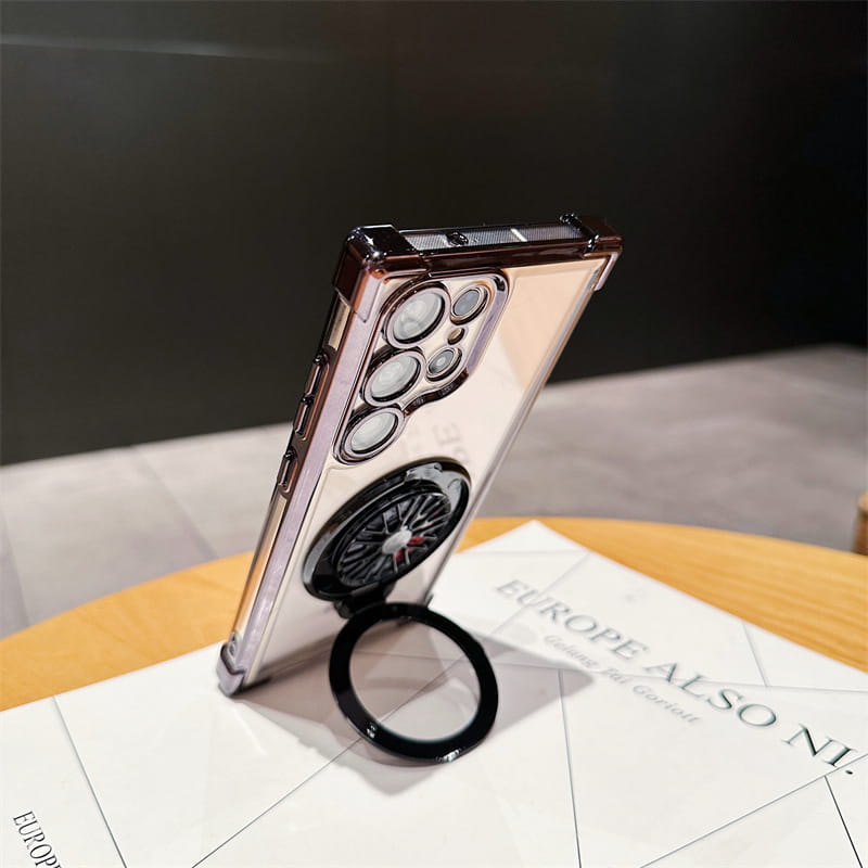 Gyroscope Transparent Phone Case With  Magnetic Bracket for Samsung Galaxy S22-25