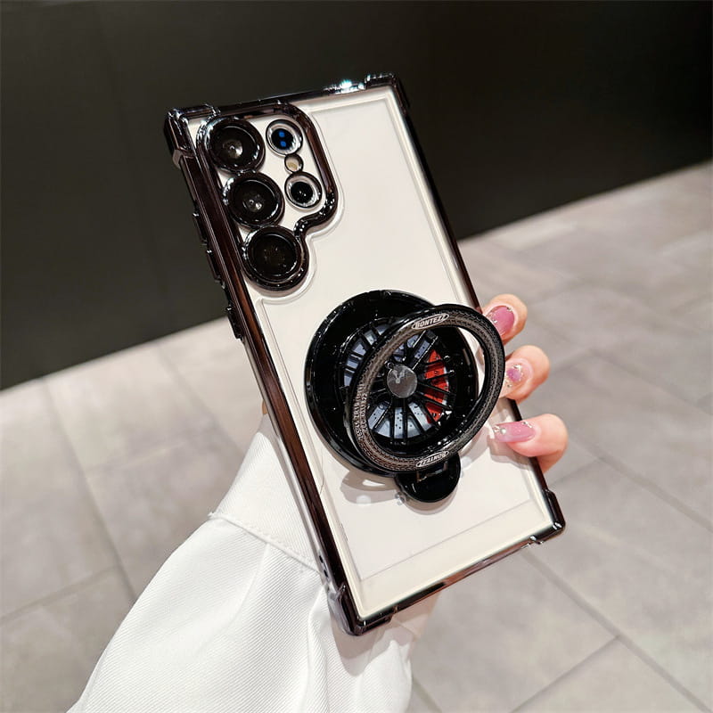 Gyroscope Transparent Phone Case With  Magnetic Bracket for Samsung Galaxy S22-25
