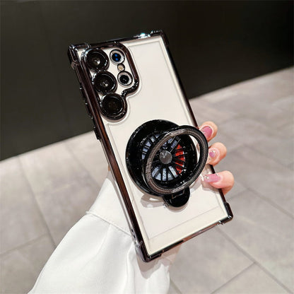 Gyroscope Transparent Phone Case With  Magnetic Bracket for Samsung Galaxy S22-25